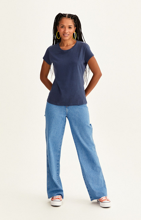 CAMISETA BABY LOOK ESTONADA LISA PREMIUM FEMININA