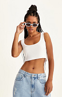 CROPPED REGATA DE RIBANA LISO DE ALGODÃO SUSTENTÁVEL PREMIUM FEMININO