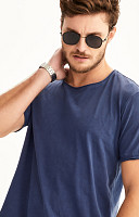 CAMISETA ESTONADA LISA GOLA CANOA CORTE À FIO MASCULINA PREMIUM - PROMO