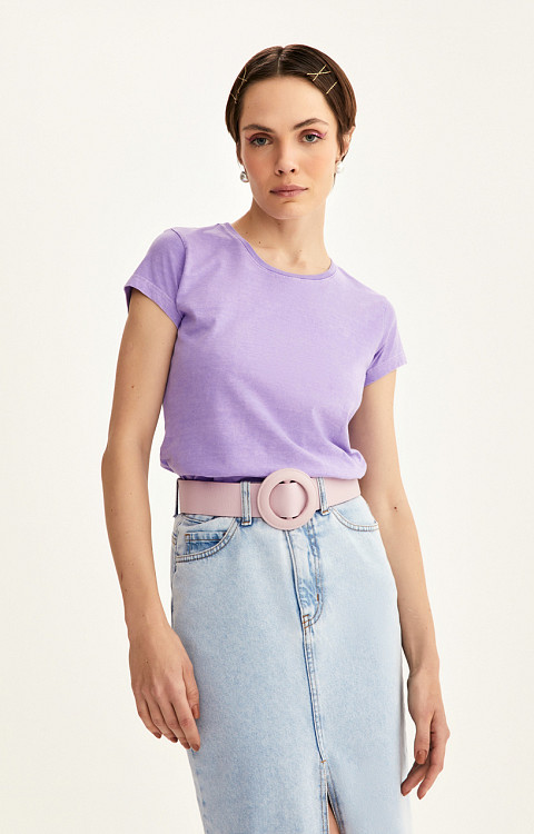CAMISETA BABY LOOK ESTONADA LISA PREMIUM FEMININA