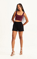CROPPED REGATA DE RIBANA LISO DE ALGODÃO SUSTENTÁVEL PREMIUM FEMININO