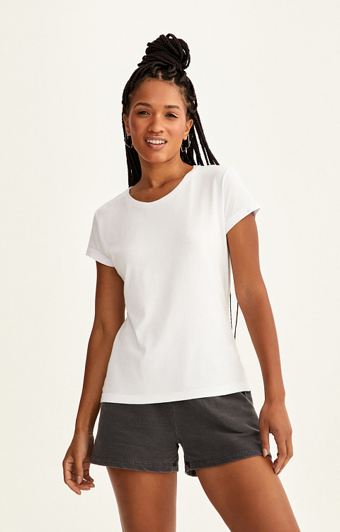 CAMISETA BABY LOOK LISA DE ALGODÃO SUSTENTÁVEL PREMIUM FEMININA