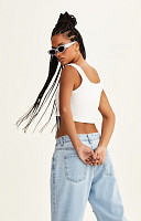 CROPPED REGATA DE RIBANA LISO DE ALGODÃO SUSTENTÁVEL PREMIUM FEMININO