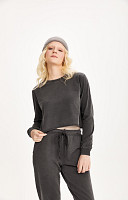 CROPPED ESTONADO LISO MANGA LONGA FEMININO PREMIUM