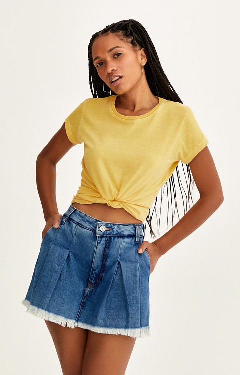 CAMISETA BABY LOOK ESTONADA LISA FEMININA PREMIUM - PROMO