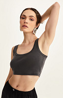 CROPPED REGATA DE RIBANA ESTONADO LISO PREMIUM FEMININO