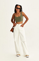 CROPPED REGATA DE RIBANA ESTONADO LISO PREMIUM FEMININO