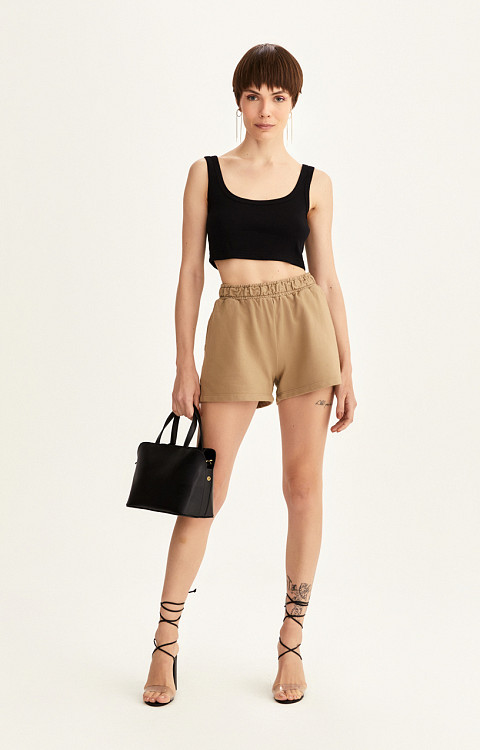 CROPPED REGATA DE RIBANA LISO DE ALGODÃO SUSTENTÁVEL PREMIUM FEMININO