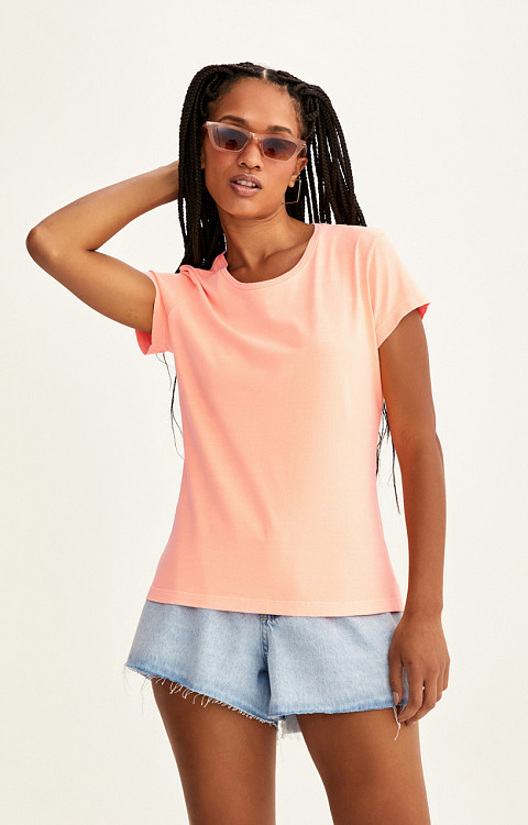 CAMISETA BABY LOOK NEON ESTONADA LISA PREMIUM FEMININA