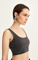 CROPPED REGATA DE RIBANA ESTONADO LISO PREMIUM FEMININO