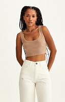 CROPPED REGATA DE RIBANA ESTONADO LISO PREMIUM FEMININO