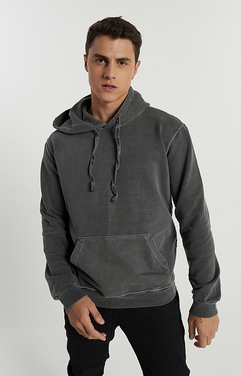 washed grey oversized moletom com capuz